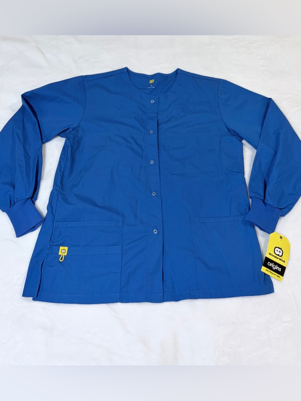 WonderWink Royal Blue Medical Scrub Snap Open Front Jacket Women’s Small